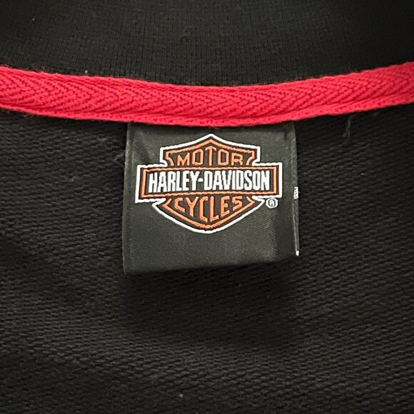 Harley-Davidson VF Imagewear Womens 1X Black Red Flame Sleeve Zip Moto Jacket - Picture 10 of 13
